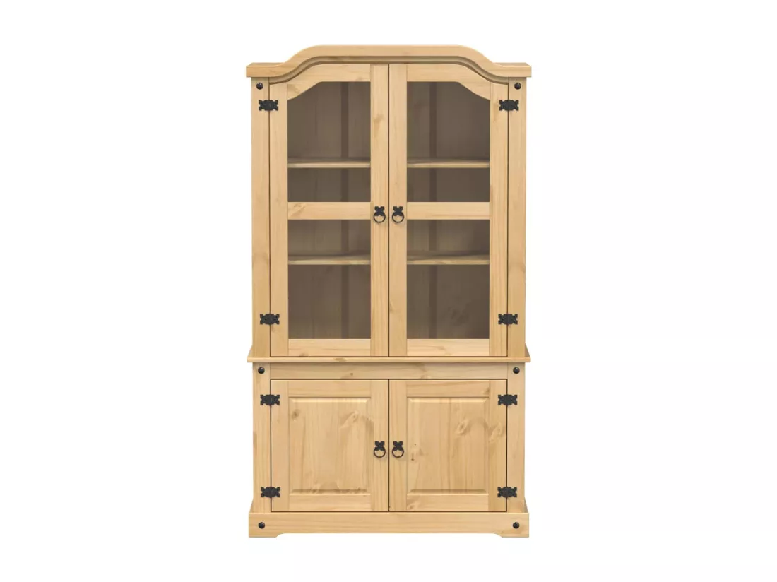 Vitrine en verre Corona 103,5x42x180 cm bois de pin massif