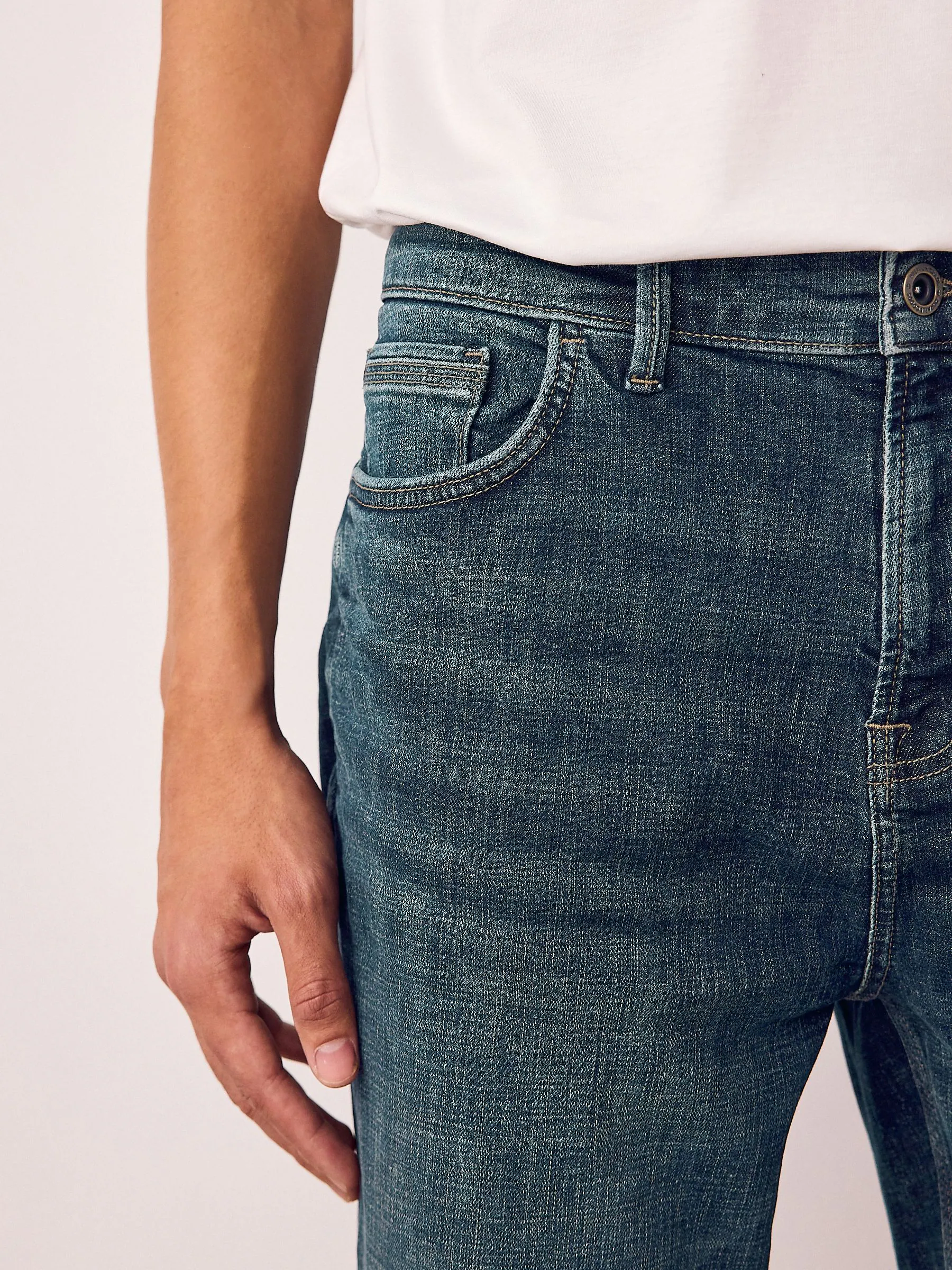 Vintage blauw - Standaard toelopende pasvorm - Authentieke stretch denim jeans