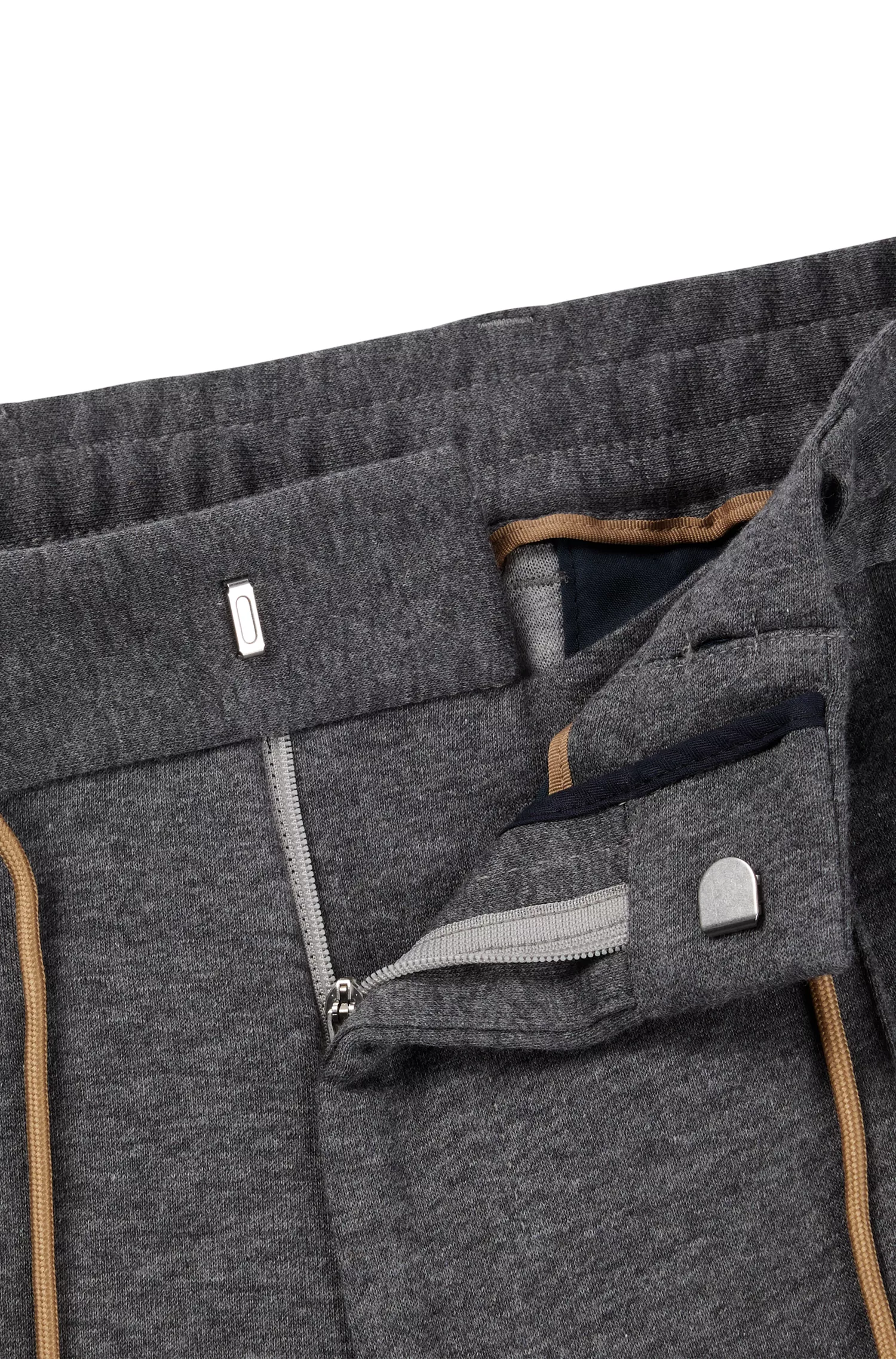 Calça BOSS Camel Slim-fit em mistura de algodão com microestampa