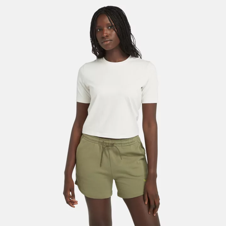 T-shirt court pour femme en blanc