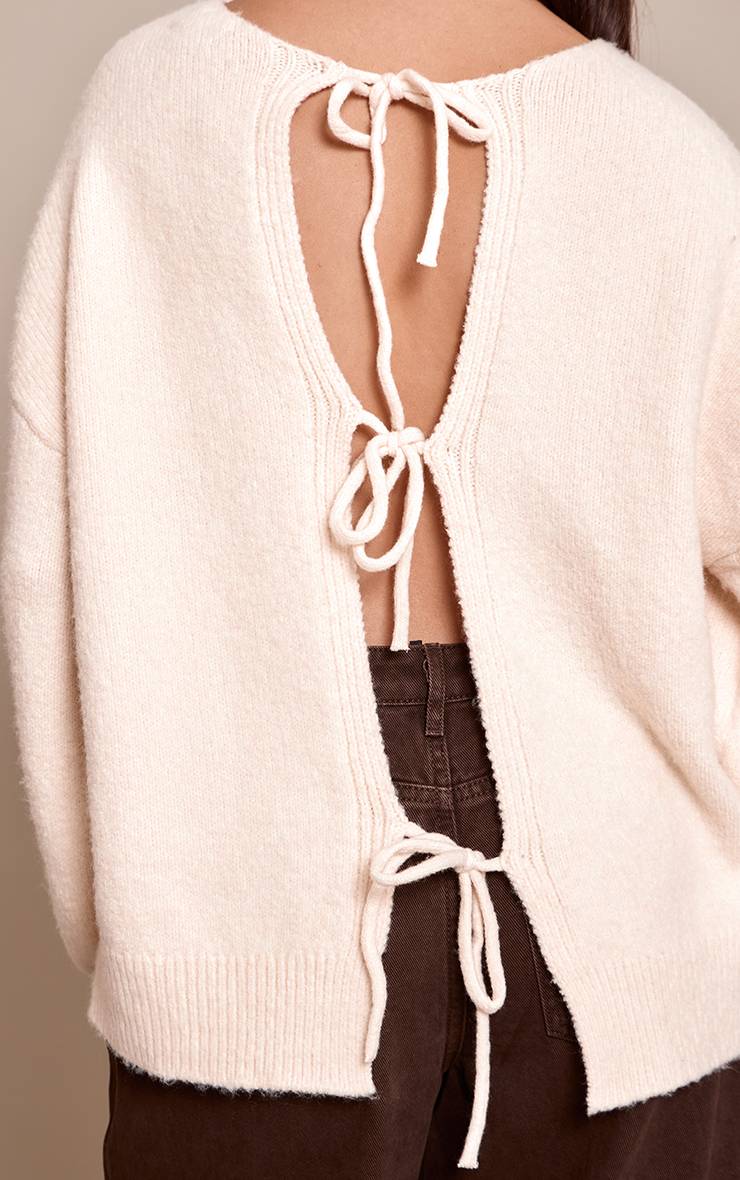 Crème Cardigan Oversize Avec Liens Dans Le Dos