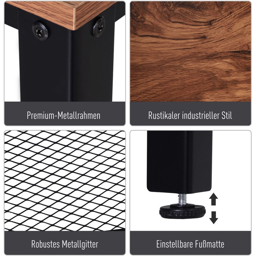 HOMCOM Konsolentisch mit Gitterablage braun, schwarz