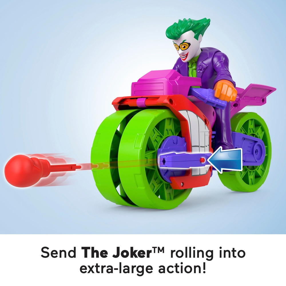 Imaginext DC Super Friends The Joker XL Figur und Laff Cycle Fahrzeugset