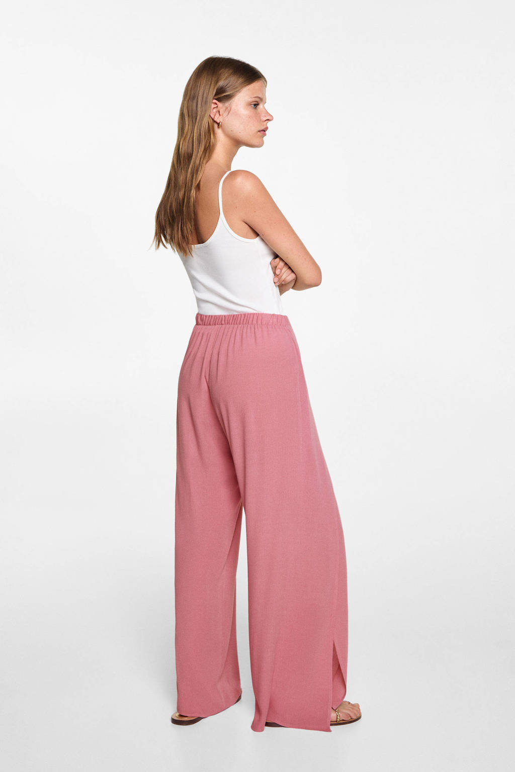 MANGO TEEN wide leg broek roze