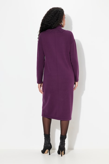 Strickkleid, Ziernähte, Rollkragen, Langarm