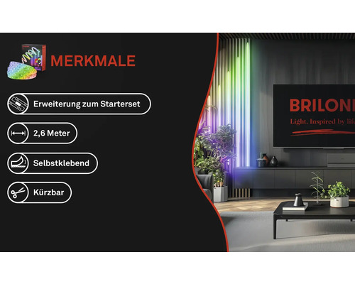 Pimp je Panel LED Strip Extension Set RGB/W 250 lm 3000 K Verstelbaar Wit 2,6 m 230V Geschikt voor Akoestische Panelen