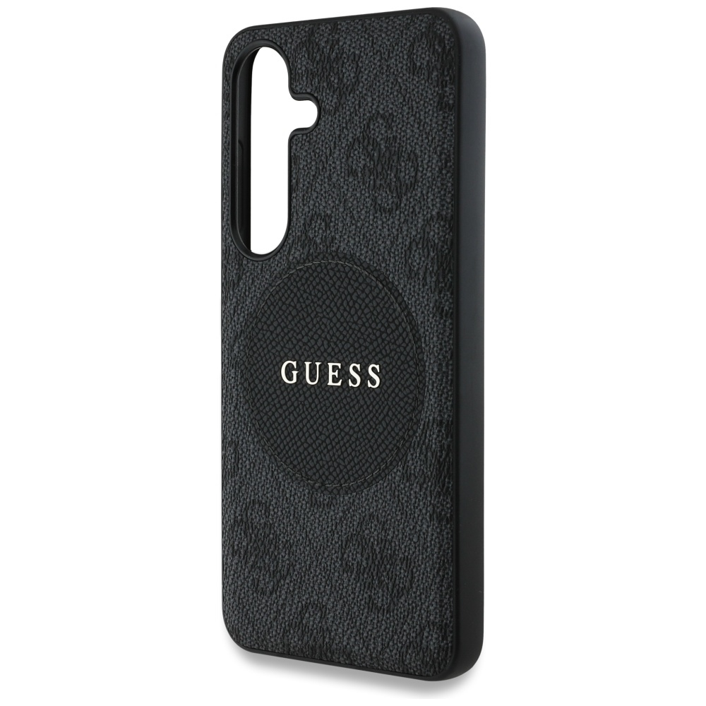 Samsung Galaxy S25 Leder Hardcase Hülle 4G Round Patch Logo MagSafe-Modul (GUHMS25SP4PGRSGK) - Schwarz