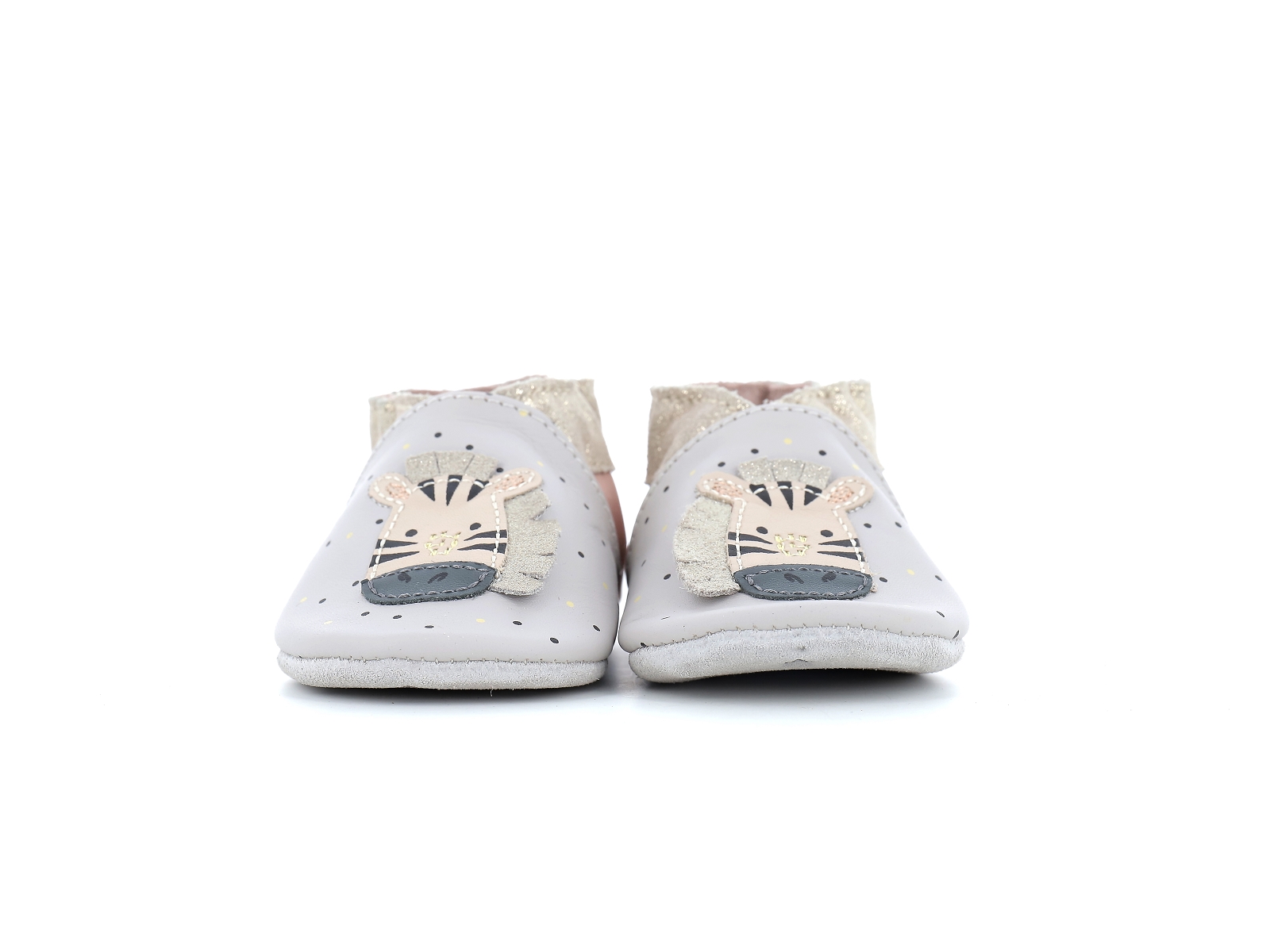 Robeez-CUTE ZEBRA Cuir Gris-Rose
