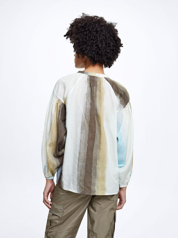 Camisa de liocel estampada - Azul