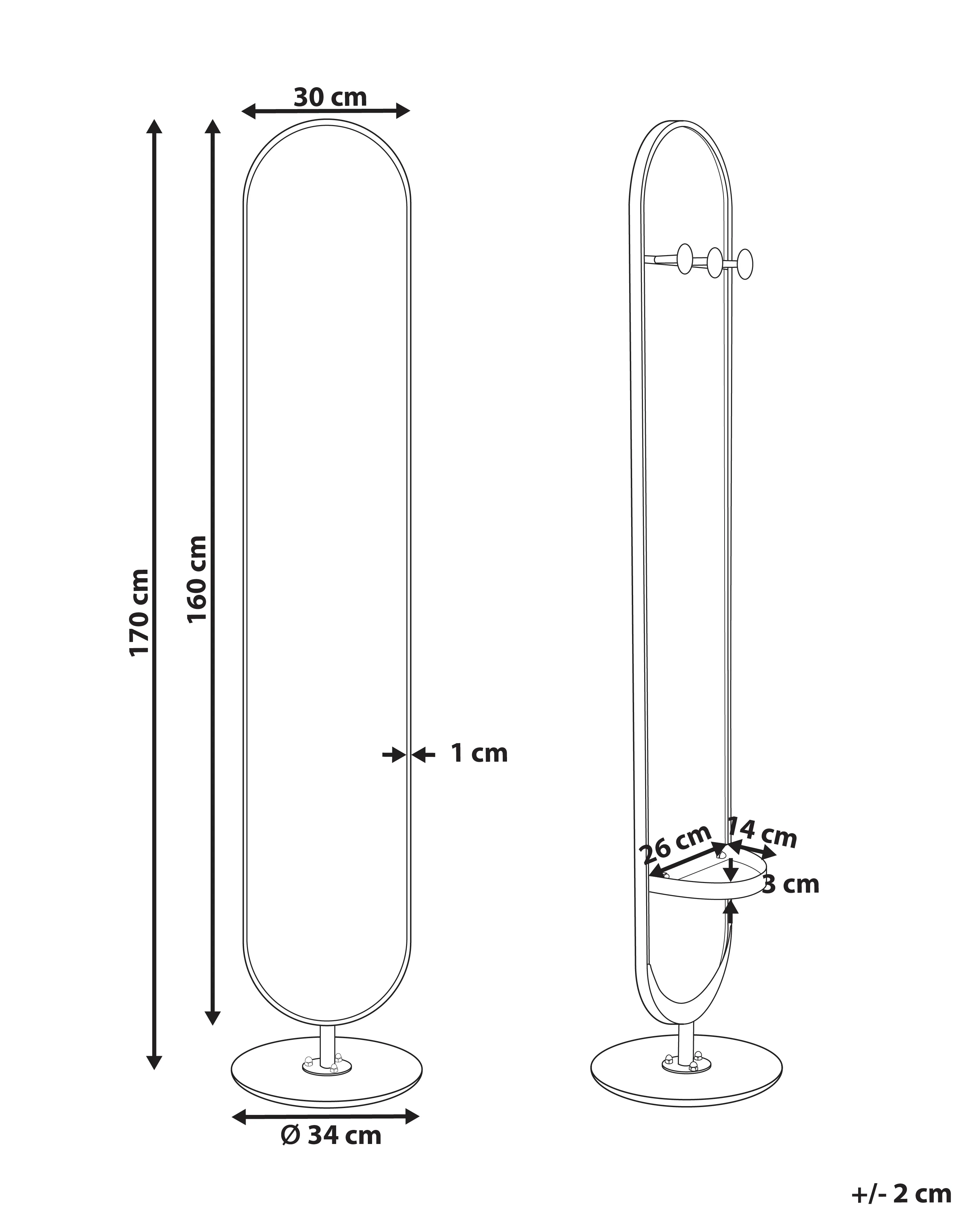 Kapstok met spiegel MOODY 170 cm Metaal Goud
