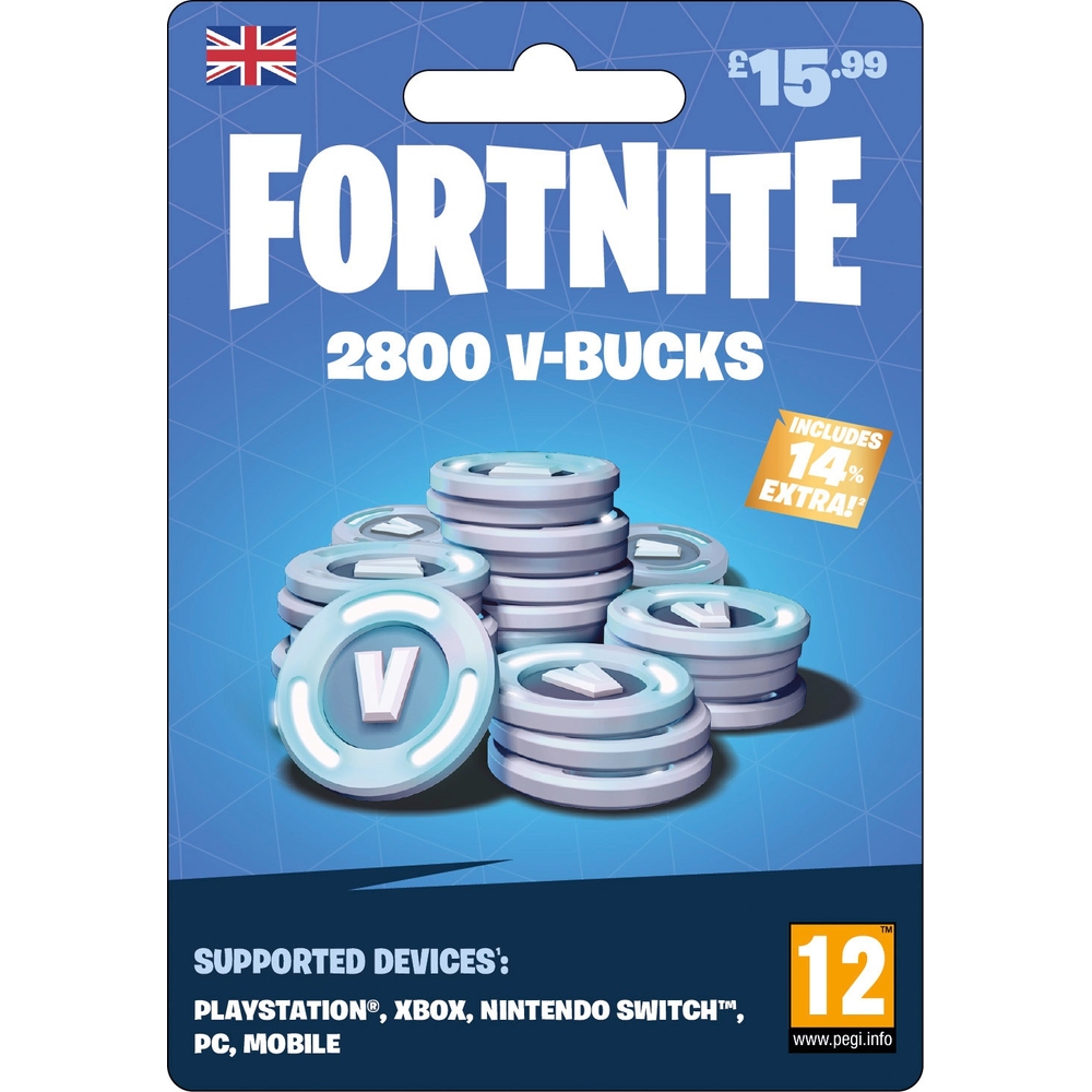 Fortnite V-Bucks-Geschenkkarte im Wert von 2800