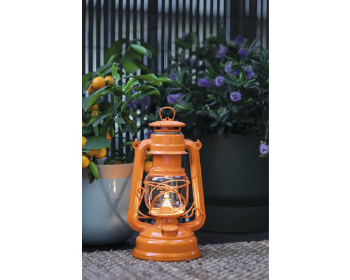 Stormlantaarn Feuerhand 15 x 26,5 cm staal glas oranje