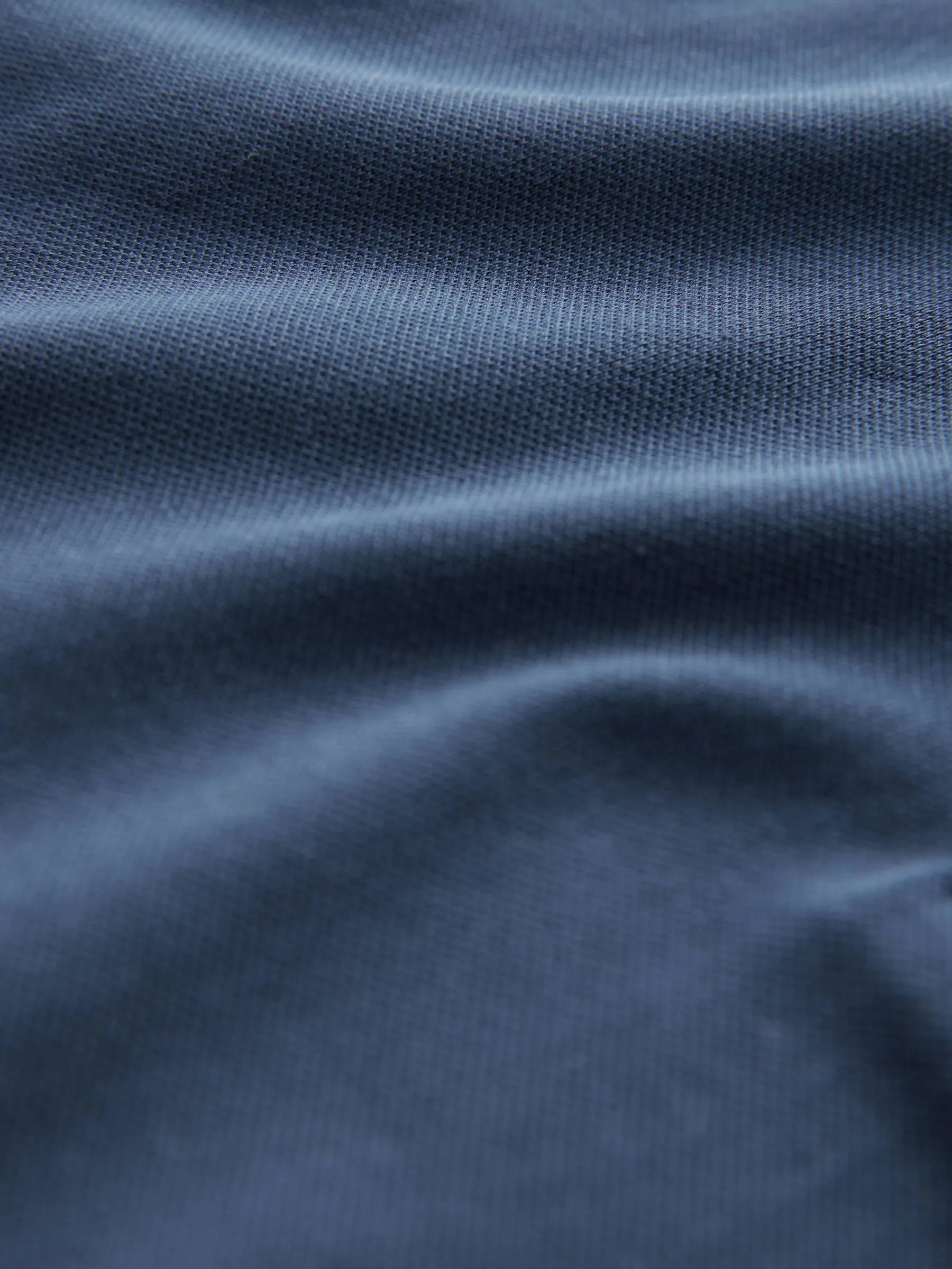 Marineblauwe Ottoman - Regular fit poloshirt met korte mouwen en contrasterende randen