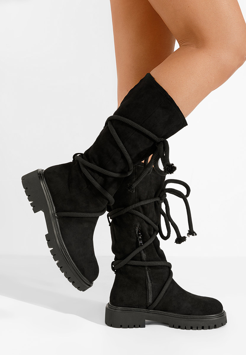 Bottes plates femme noires Iekna