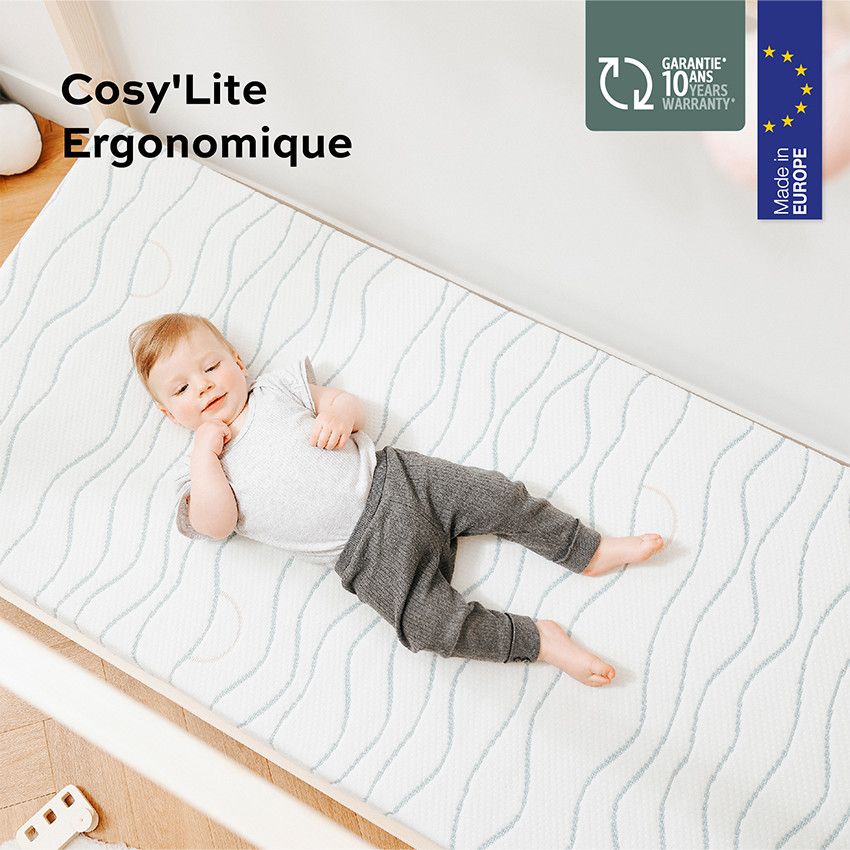 Matelas ergonomique anti tête plate Cosy'Lite 60 x 120 cm - Ecru