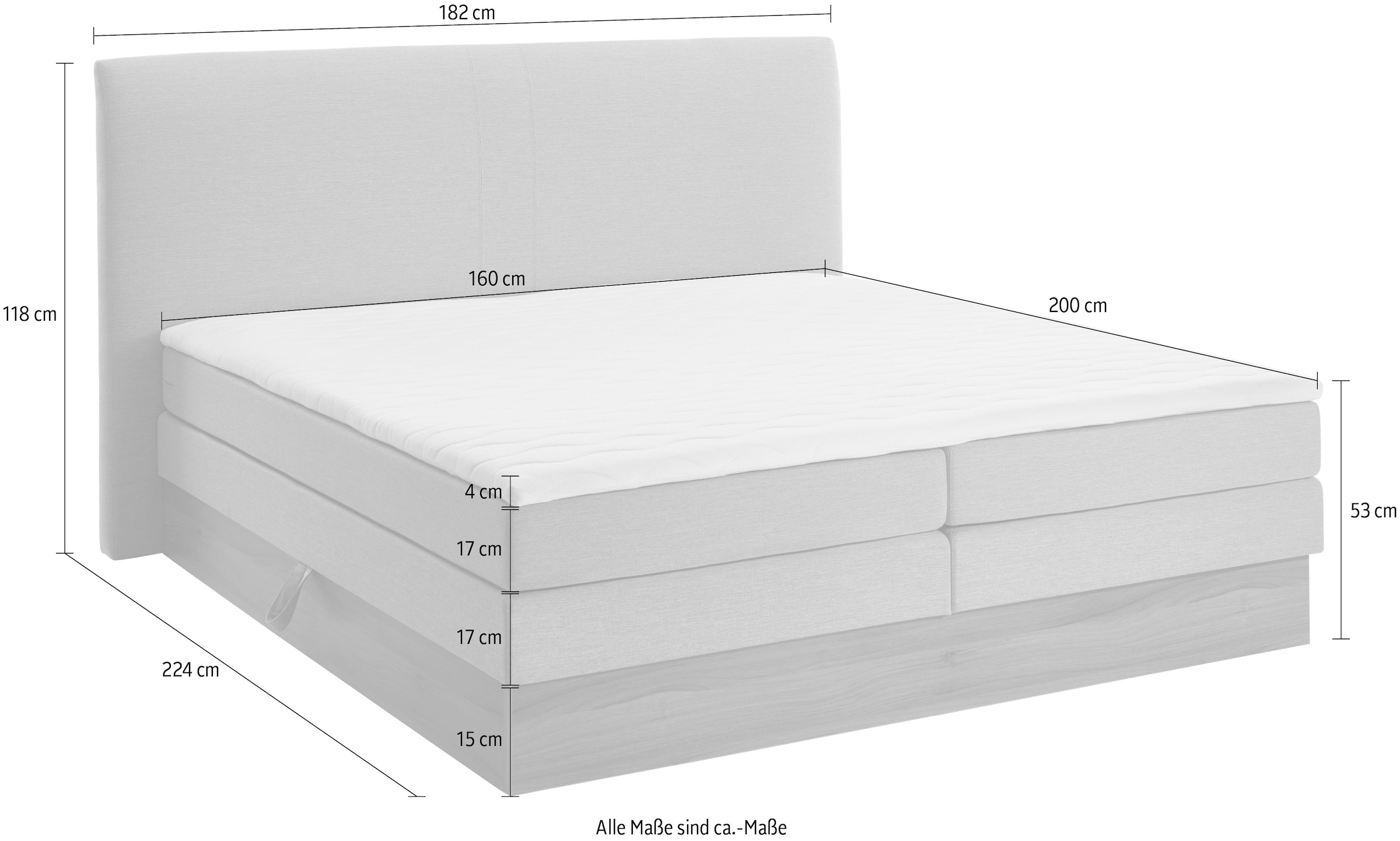 Home affaire Boxspringbett »Blomen« mit Walnuss-Dekor, mit Bettkasten, verschiedene Härtegrade, mit Topper