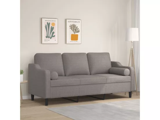 Canapé 3 places avec oreillers décoratifs taupe 180 cm tissu