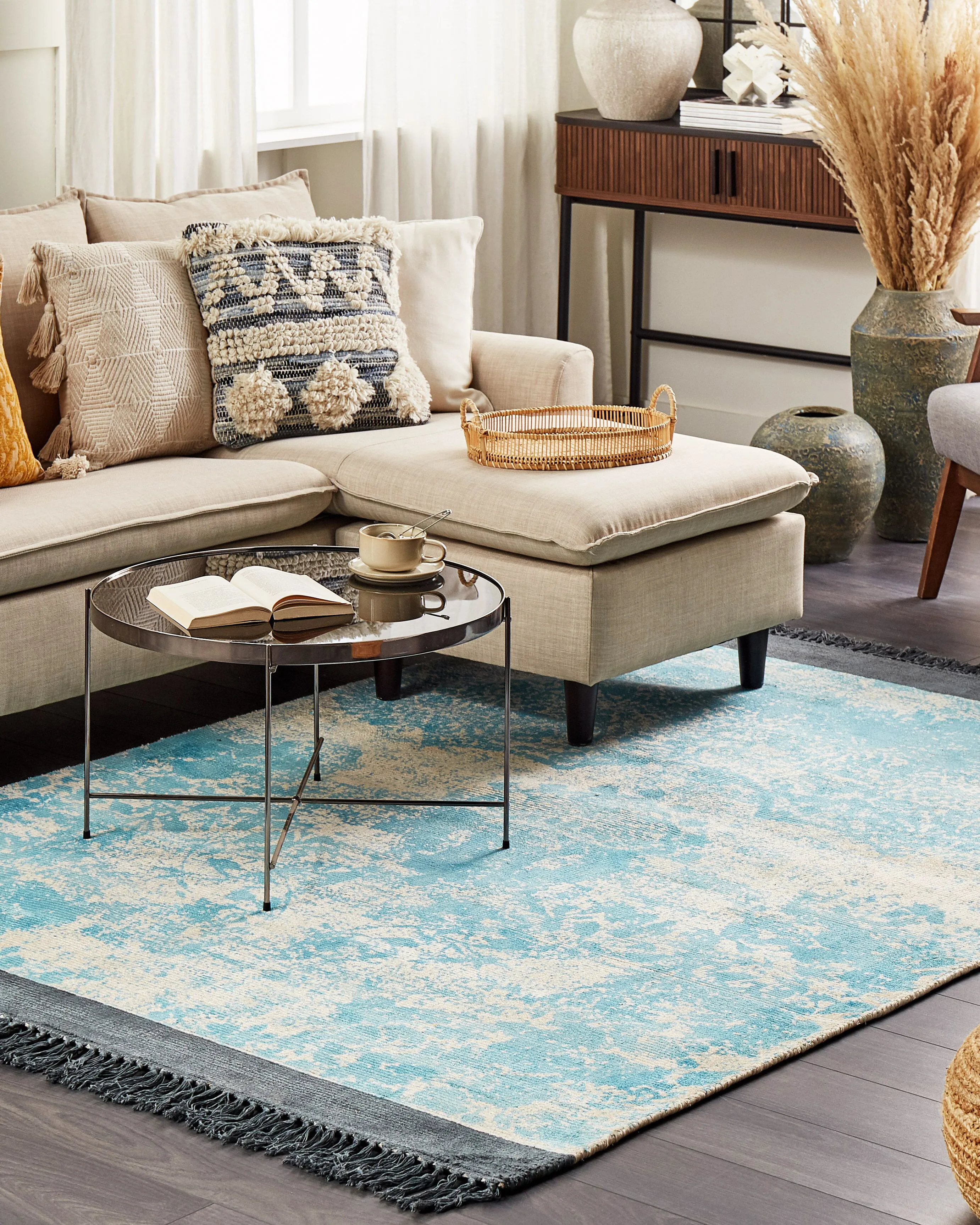 Vloerkleed AKARSU Blauw 160 x 230 cm Viscose