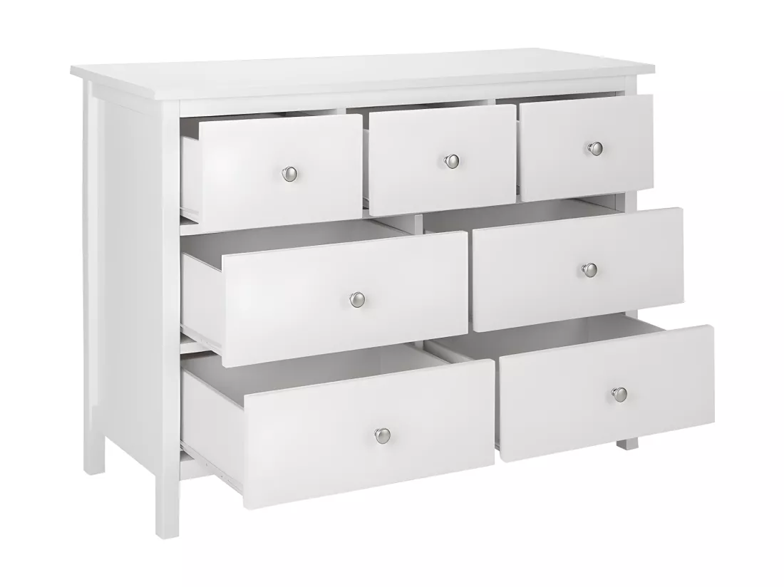 Commode ALBANE - 7 tiroirs - Pin blanc