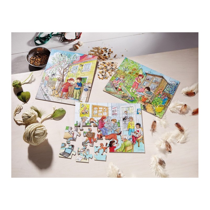 3 puzzles - animaux domestiques