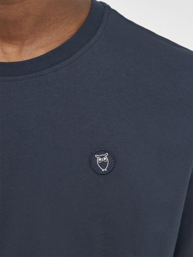 Knowledge Cotton Apparel LOKE badge tee - Regenerative Organic Certified� - GOTS/Vegan Blå