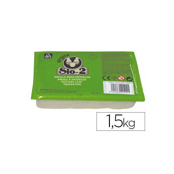 Sio-2 Argila Branca Escolar para Modelar 1.5Kg