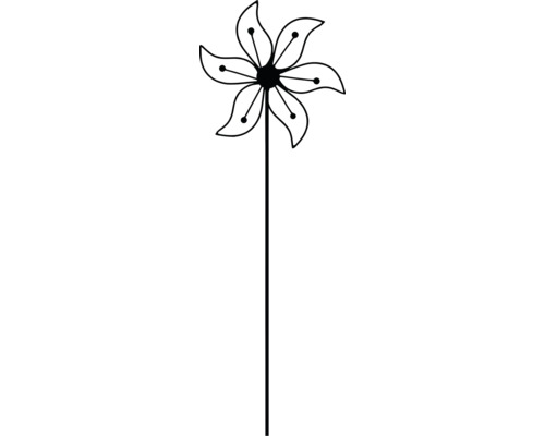 Decoratieve tuinpaal Lafiora bloem gebogen 115 cm metaal zwart