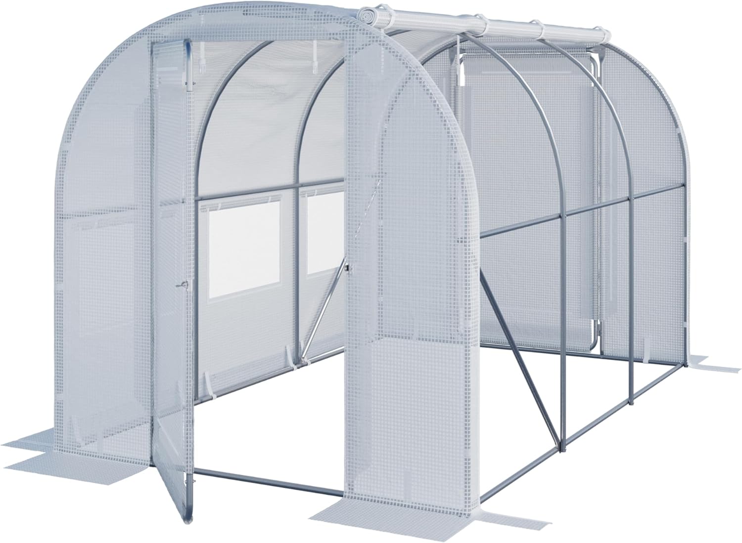 TOOLPORT Foliengewächshaus Gewächshaus 2x3m Premium mit schwenkbarer Türkonstruktion PE-Plane 180 g/m² weiß transparent