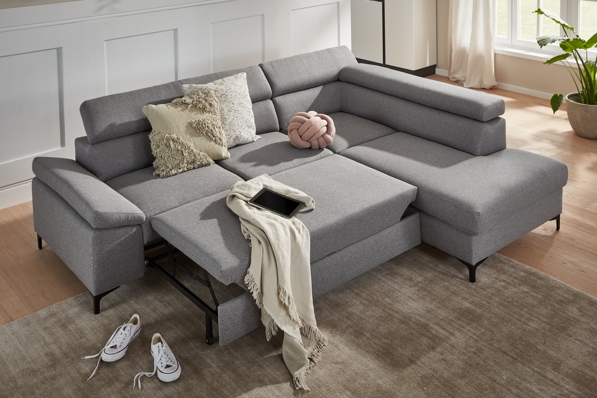 Ecksofa LONIGO 247 x 196 cm grau