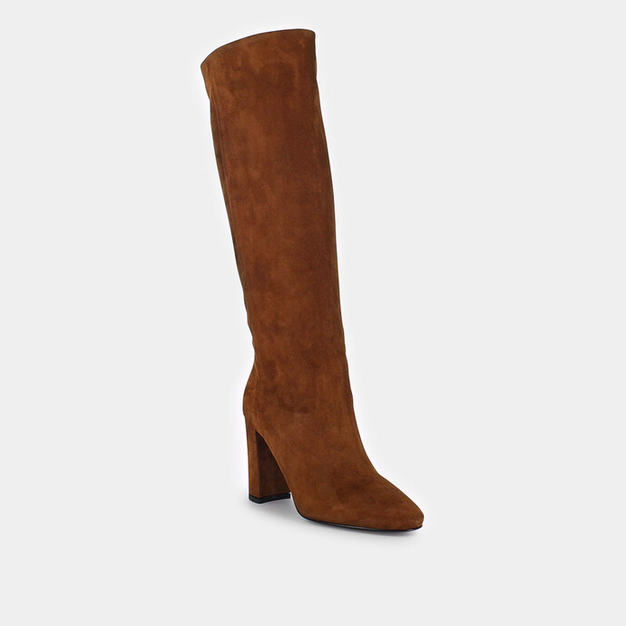 Bottes hautes  en velours marron