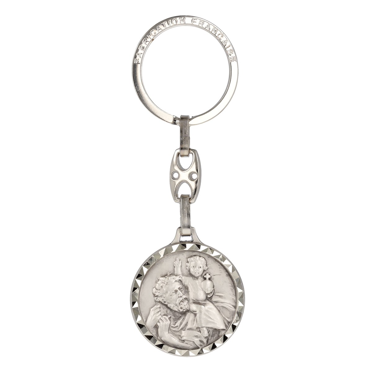 Porte clé métal diamanté saint Christophe
