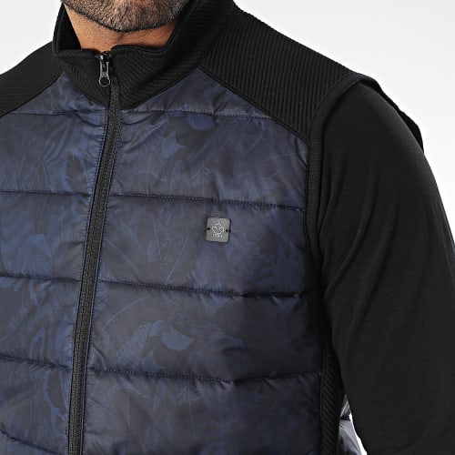 Doudoune Sans Manches Bleu Marine Floral