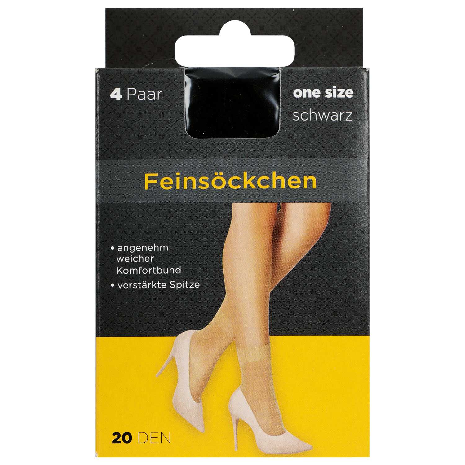 Feinsöckchen mit Komfortbund Einheitsgröße schwarz 20 den 4er