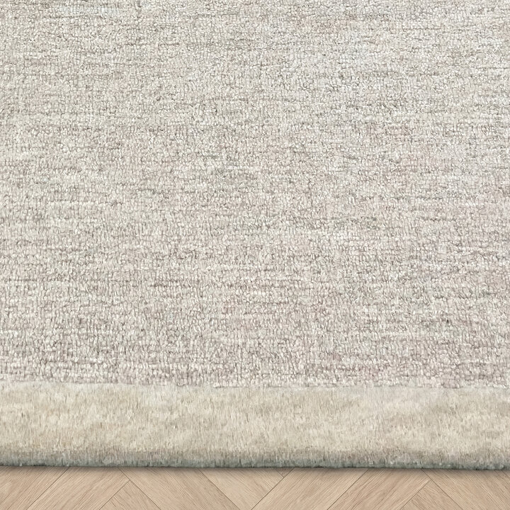 Laagpolig vloerkleed - Elena Border Taupe - Handgetuft