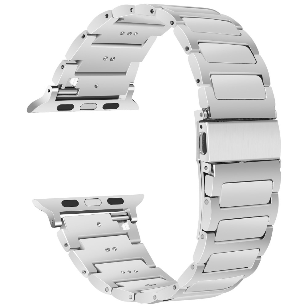 Apple Watch (49/46/45/44 mm) Armband aus Zinklegierung mit Faltschliesse (Gelenkumfang: 135 - 210mm) - Silber