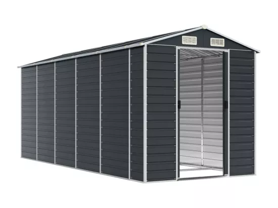 Abri de jardin anthracite 191x470x198 acier galvanisé
