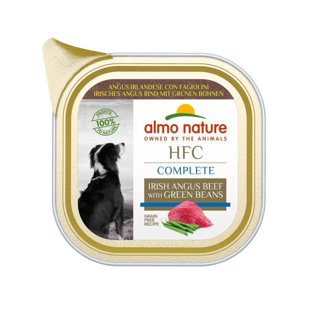 17x Almo Nature HFC Alu Hondenvoer Nat Blikje Rund & Bonen85 gr