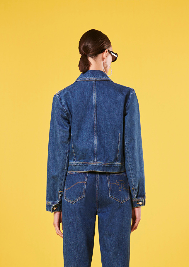Veste Vickybleue en denim brodée