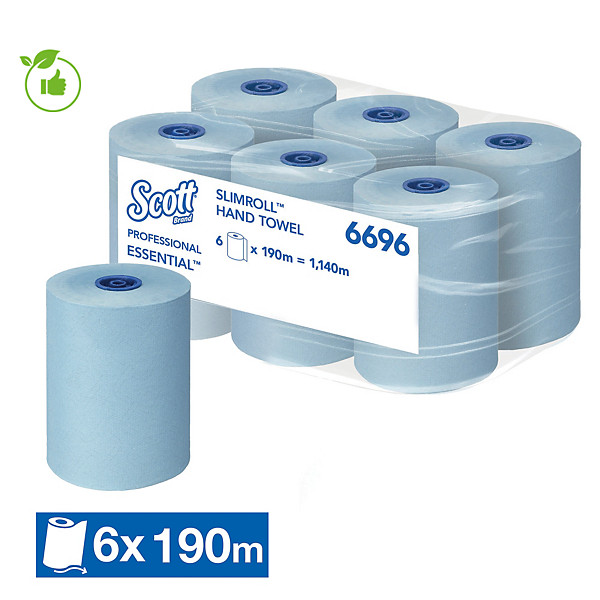 Essuie-mains rouleaux Scott Essential Slimroll, lot de 6 de 190 m