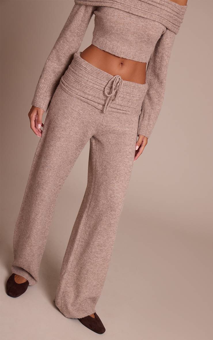 Moka Pantalon En Maille Côtelée Souple À Taille Repliée