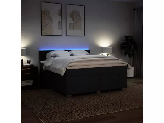 Sommier à lattes de lit avec matelas Noir 180x200 cm Tissu