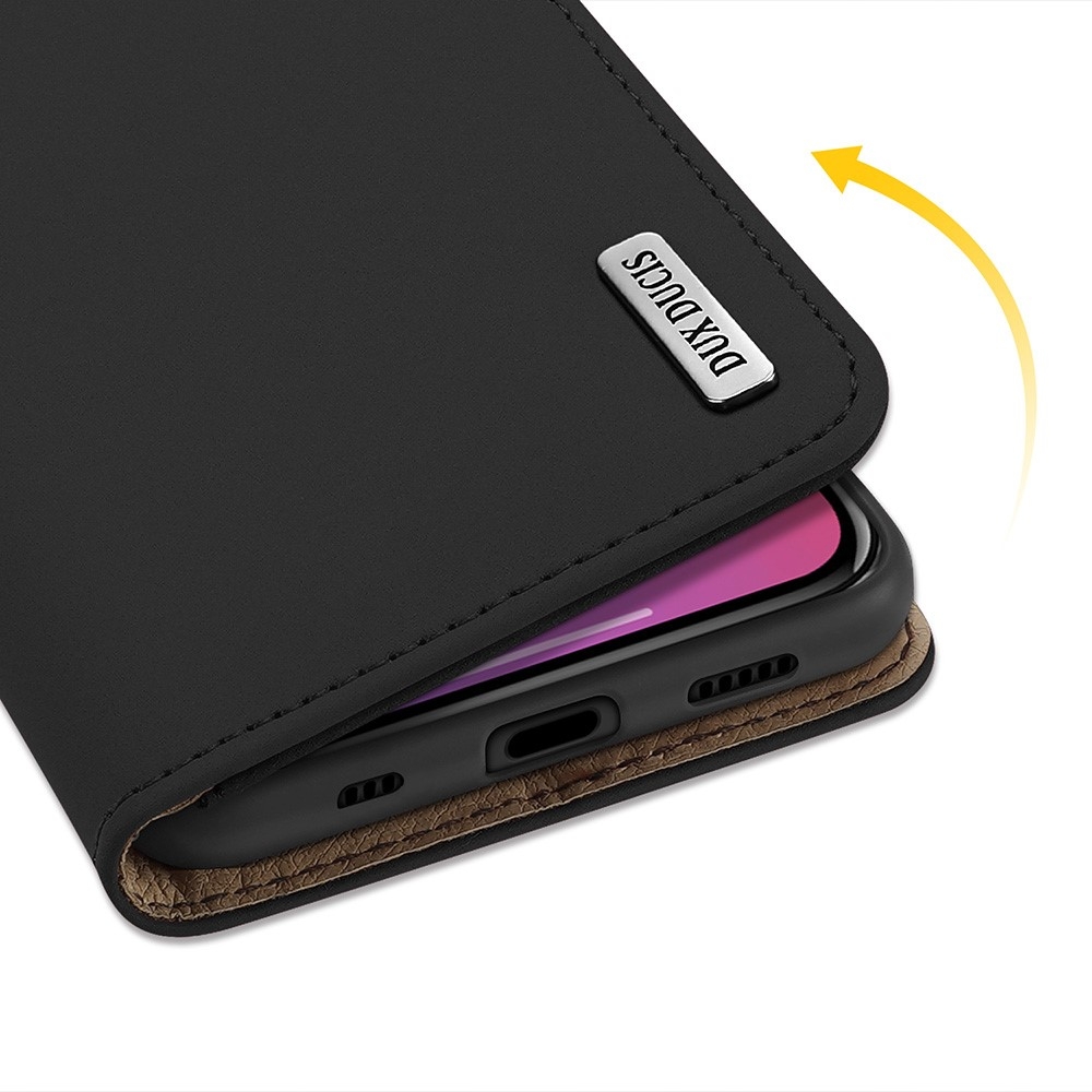 iPhone 12 / iPhone 12 Pro Flip Wallet Cover Echtleder Tasche Wish Series - Schwarz