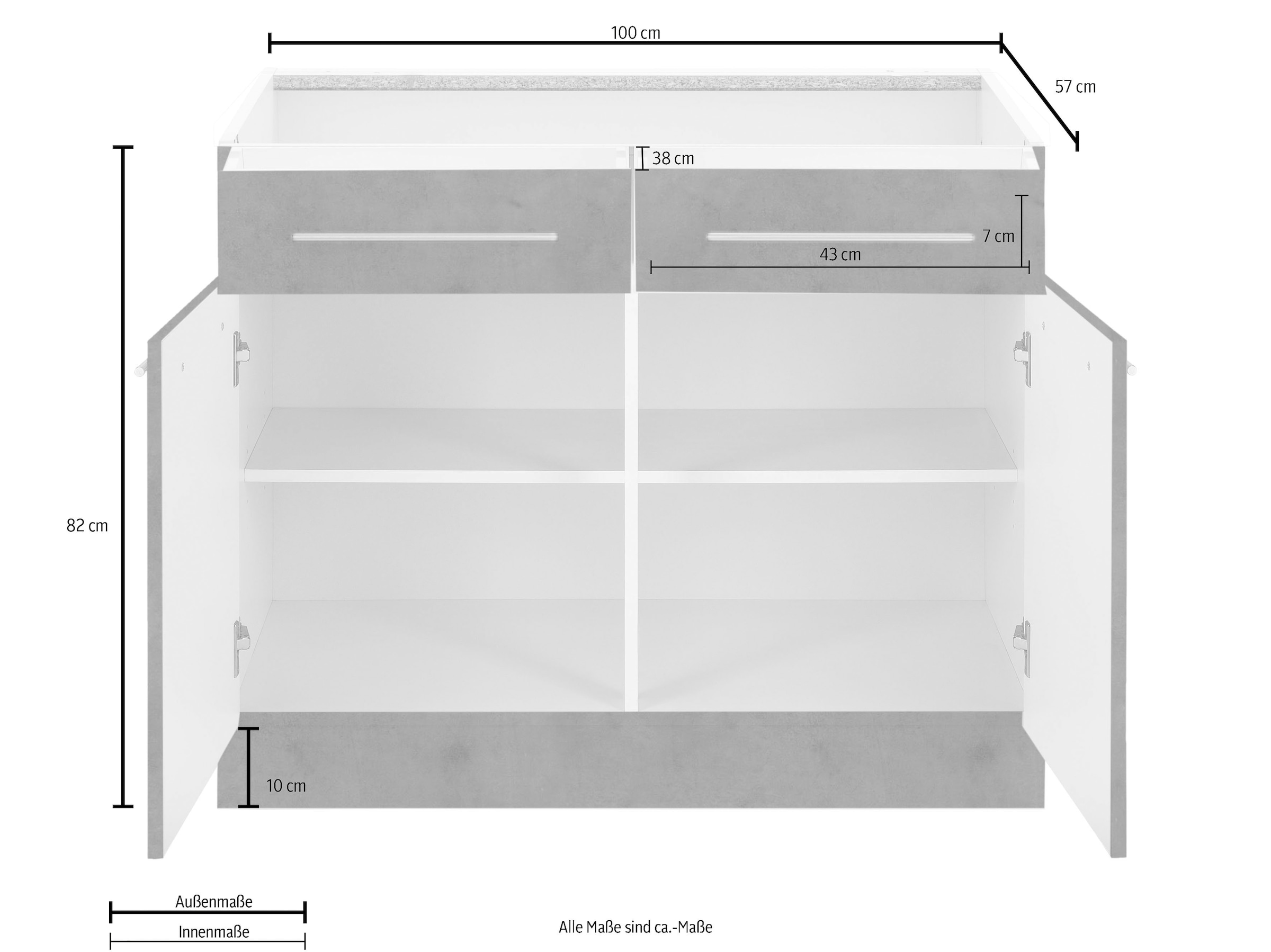 wiho Küchen Unterschrank »Flexi2« Breite 100 cm