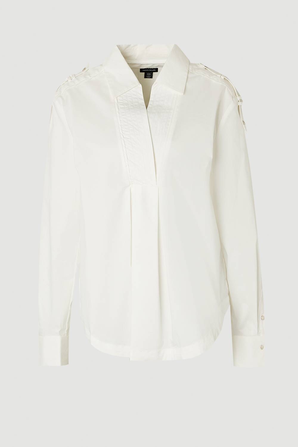 KarenMillen Chemise Tissée en Coton Ample avec Détail de Patte de Boutonnage