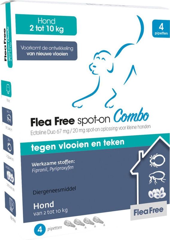Flea Free Spot-On Combo Hond 2-10 kg - 4 pipetten