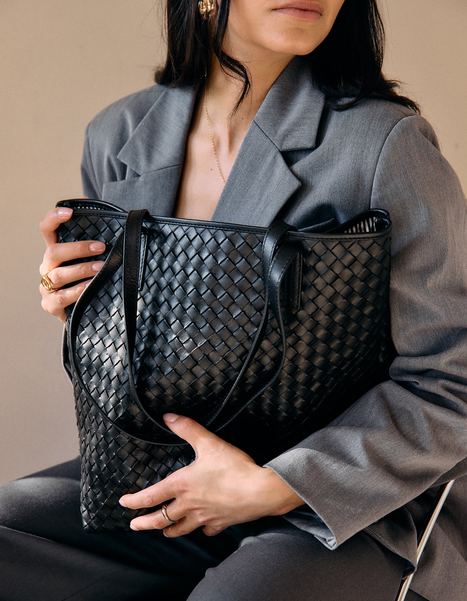 Georgia -  Black Woven Classic Leather