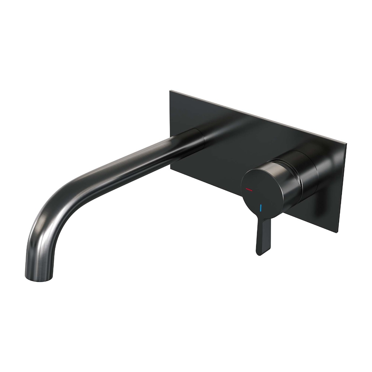 Brauer Gunmetal Edition ColdStart wastafelkraan inbouw gebogen uitloop met achterplaat model E1 gunmetal geborsteld PVD
