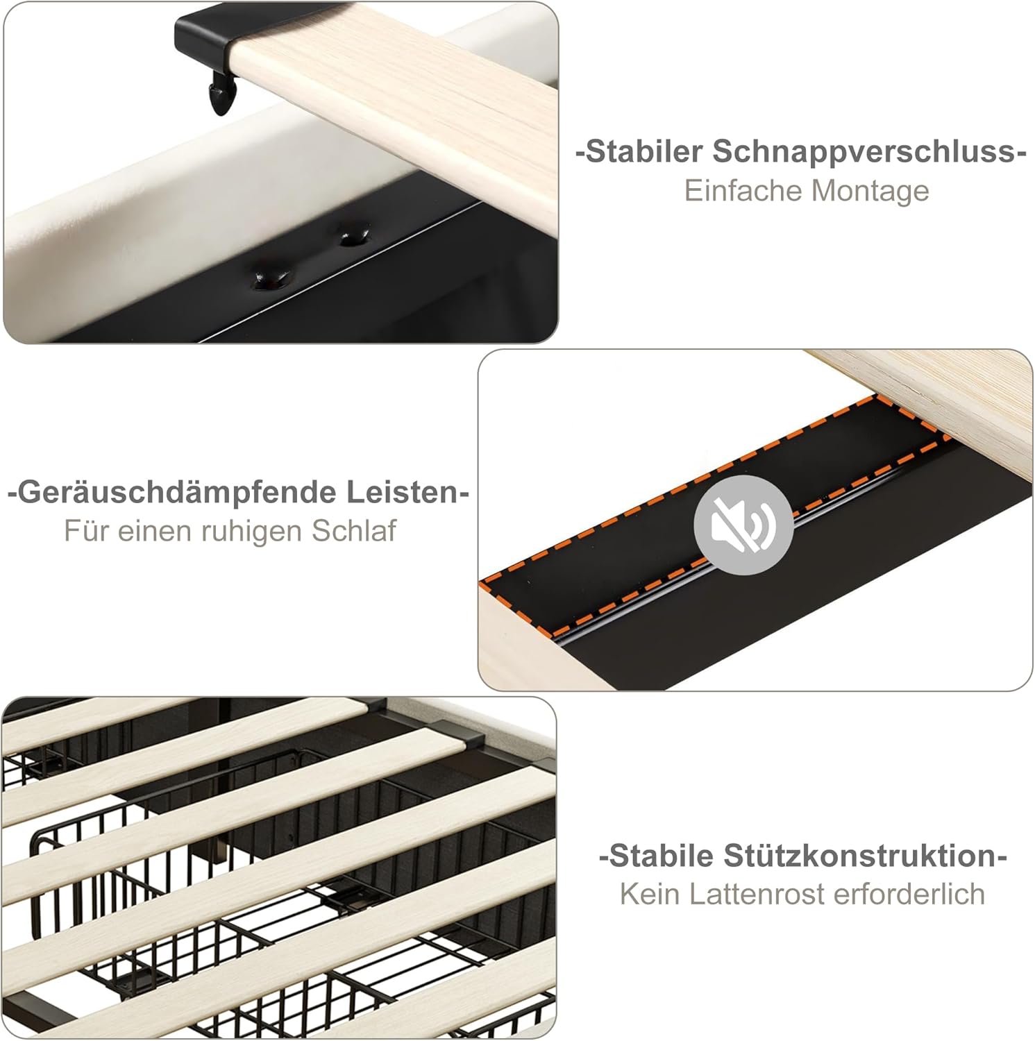 Polsterbett Doppelbett 180x200 cm, Stauraumbett mit 4 Schubladen, Bett 180x200 mit Bettkasten und Lattenrost, LED Kopfteil mit USB Ladestation, Jugendbett Funktionsbett Rückenlehne Bett, Leinen