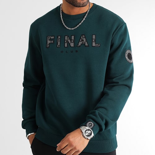 Sweat Crewneck Broderie Damier 1102 Vert