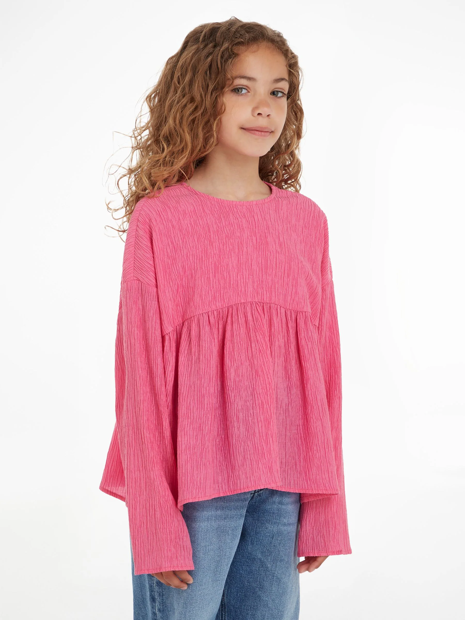 Calvin Klein Jeans - Roze gekreukte top met lange mouwen